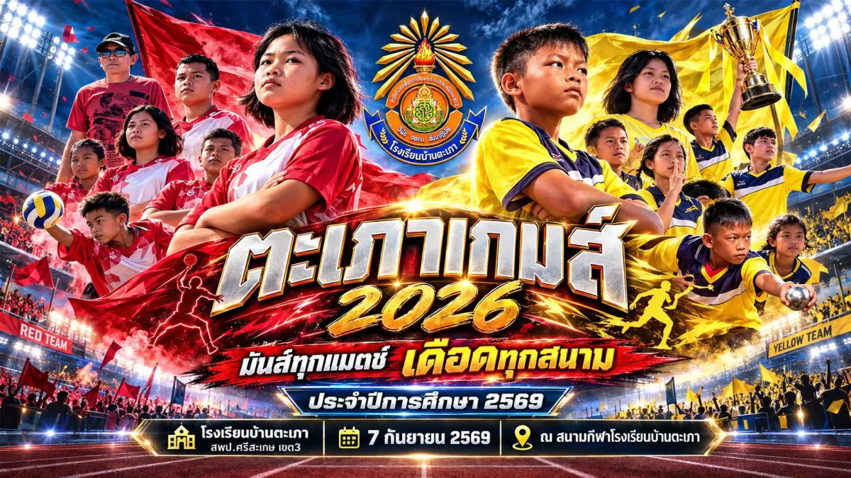 โปสเตอร์เชิญชมและเชียร์การแข่งขันกีฬาสีภายใน ตะเภาเกมส์ 2026 ประจำปีการศึกษา 2569